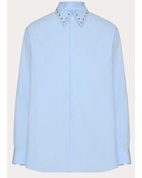 Valentino - Long-sleeved Cotton Poplin Shirt With Cabochons - Lyst