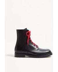 Valentino Garavani - Punx Calfskin Combat Boot 40.5 - Lyst