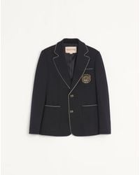 Valentino - Single Breasted Wool Jacket With Patch - Lyst