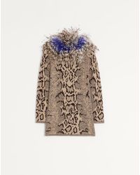 Valentino - Cashmere Dress With And Feathers - Lyst