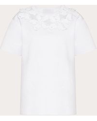 Valentino - Embroidered Cotton Jersey T-shirt - Lyst