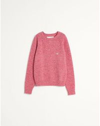 Valentino - Vロゴエンブロイダリー ウール クルーネック セーター おとこ レッド - Lyst