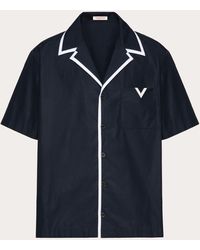 Valentino - Cotton Poplin Bowling Shirt With Rubberised V Detail - Lyst