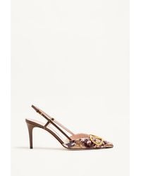Valentino Garavani - Vlogo Signature Slingback Décolleté With Animalier Embroidery 80Mm 35.5 - Lyst