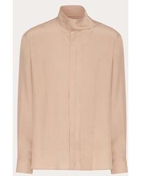 Valentino - Silk Shirt With Scarf Detail At Neck - Lyst