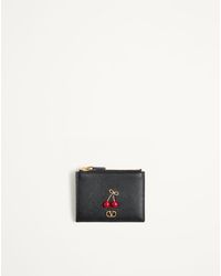 Valentino Garavani - Cherryfic Grainy Calfskin Cardholder - Lyst