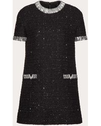 Valentino - Embroidered Glaze Tweed Short Dress - Lyst