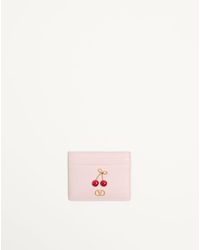Valentino Garavani - Cherryfic Grainy Calfskin Cardholder - Lyst
