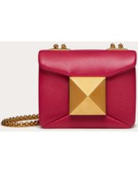 Valentino Garavani Leather One Stud Nappa Micro Bag With Chain in Yellow | Lyst