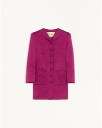 Valentino - Embroidered Satin Cady Caban Coat 36 - Lyst