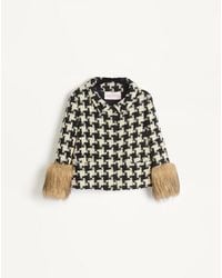 Valentino - 千鳥格子柄 ツイード ジャケット 女性 アイボリー/ブラック - Lyst
