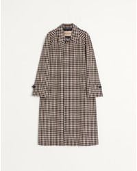 Valentino - Single-Breasted Cotton And Wool Coat With Vichy Pattern - Lyst
