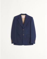 Valentino - ウール ギャバジン シングルブレスト ジャケット おとこ インディゴ - Lyst