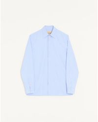 Valentino - Fil A Fil Cotton Shirt With Vlogo Embroidery - Lyst