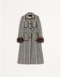 Valentino - Wool Cloth Coat With Fauve Eclat Animal Print 38 - Lyst