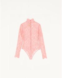 Valentino - フローラルレース ボディスーツ 女性 ピーチローズ - Lyst
