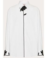 Valentino - Long-sleeved Shirt In Cotton Poplin With Flower Embroidery - Lyst