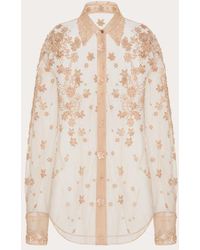 Valentino - Embroidered Tulle Illusione Shirt - Lyst