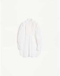 Valentino - Short Cotton And Linen Dress - Lyst