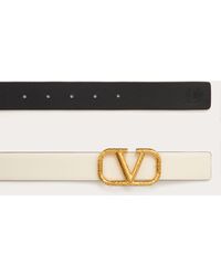 Valentino Garavani Reversible Vlogo Signature Belt In Grainy Calfskin 30mm - Black