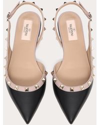 Valentino Valentino Garavani bailarinas destalonadas rockstud de piel becerro - Negro