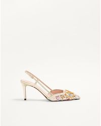 Valentino Garavani - Vlogo Signature Slingback Décolleté With Rhombelle Embroidery 80Mm 36.5 - Lyst