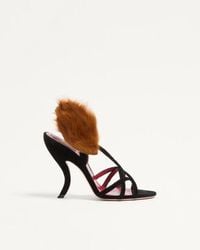 Valentino Garavani - フェティシーク ファーリーフ ベルベット サンダル 105mm 女性 ブラック - Lyst
