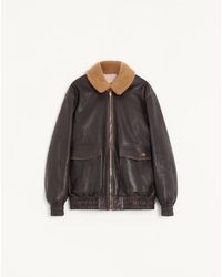 Valentino - Aged-Effect Leather Caban - Lyst