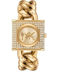 Michael Kors - Horloge Voor Mk Chain Lock Quartz/3 Handwerk Kastmaat 25mm Met Een Roestvrijstalen Band Mk4711 - Lyst