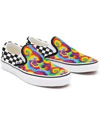 Vans - Customs Tie Dye Checkerboard Slip-On - Lyst