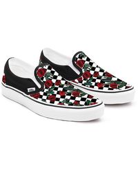Vans checkerboard top with roses