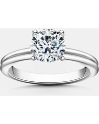 VASHI Platinum Tandem Solitaire Engagement Ring - 0.9ct Round Diamond - Metallic
