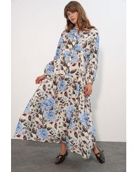 Bigdart - Floral Maxi Dress With Mandarin Collar - Lyst