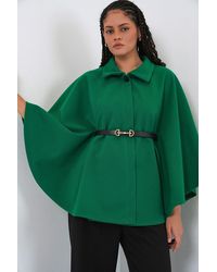 Bigdart - Belted Tweed Cape Coat - Lyst