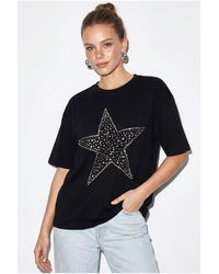 Bianco Lucci - Oversized Cotton Star Sequin T-Shirt - Lyst