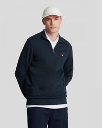 Lyle & Scott - Hoodies & Sweatvesten ,Blauw ,Katoen Cotton Loopback 1/4 Zip Sweatshirt - Lyst