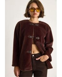 Bianco Lucci - Textured Gabardine Buttoned Coat With Jacket Collar - Lyst