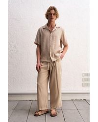 Giesto - Relaxed Short Sleeve Woven Shirt With Tie Detail - Lyst