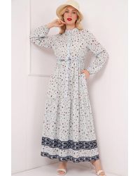 Bigdart - Buttoned Crew Neck Maxi Dress With Waistband - Lyst