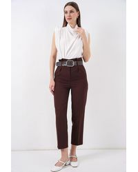 Bigdart - Ankle Length Straight Pants With Bow - Lyst