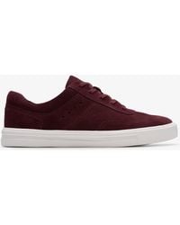 Clarks - Makea Court Burgundy Suede Sneakers - Lyst