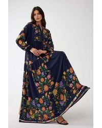 Hiccup - Printed V-Neck Maxi Dress With Button Detail - Lyst