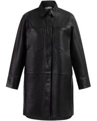 Dreimaster - Leren Overhemd Dames Zwart - Lyst