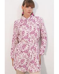 Bigdart - Floral Viscose Crepe Belted Long Shirt - Lyst