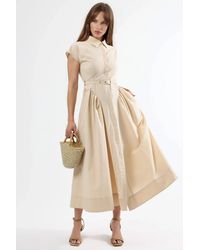 Busem - Belted Midi Dress With Shirt Collar - Lyst