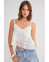 MixRay - Rüschentexturiertes V-Ausschnitt-Crop-Top - Lyst
