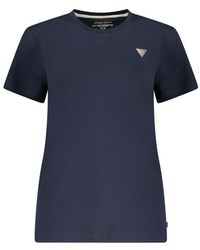 Guess - Blauwe Katoenen T-Shirt - Lyst