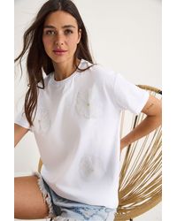 Bianco Lucci - Floral Print Crew Neck T-Shirt With Accessory Detail - Lyst