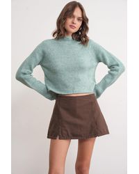 MixRay - Damen Gestreifter Strickpullover Mit Verkürztem Schnitt - Lyst