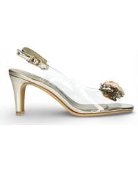 Laura Vita - Mira 05 Clear Golden Slip-On Cinderella Tapered Pump Heel Ankle Strap Sandals - Lyst